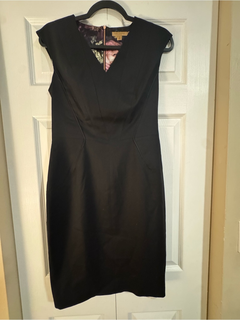 Ted Baker London Black Sheath Dress – Elegant Tailored Midi Dress